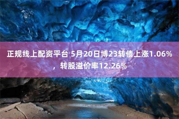 正规线上配资平台 5月20日博23转债上涨1.06%，转股溢价率12.26%